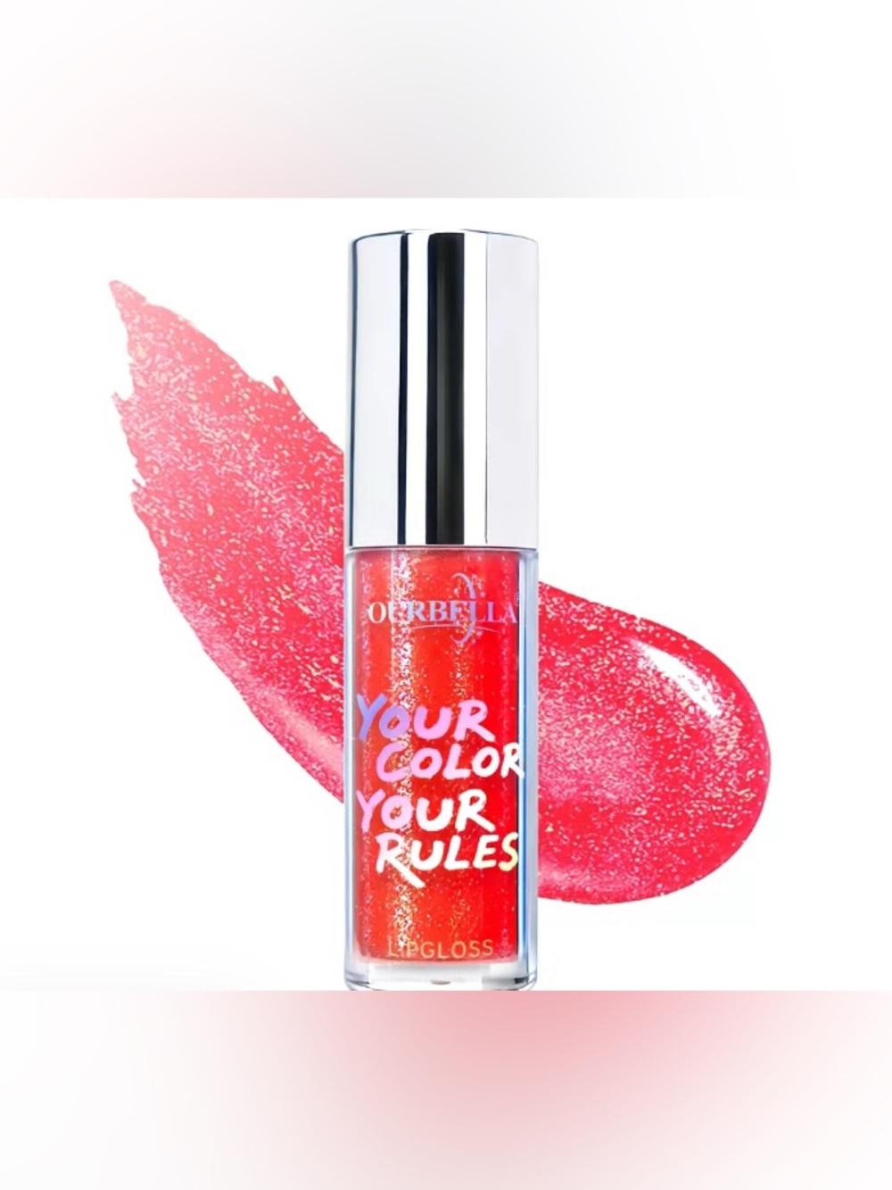Candy Cane, NIB Ourbella Holographic Shimmer Hydrating Glitter Lip Gloss
